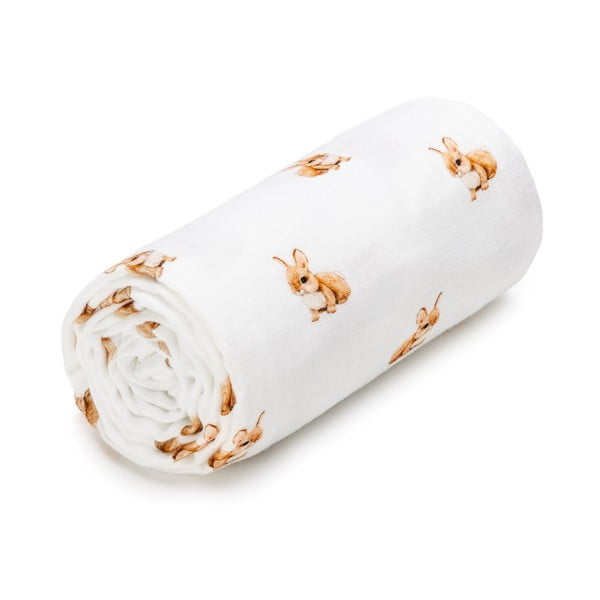 Bela otroška brisača iz muslina 100x120 cm Bunny – T-TOMI