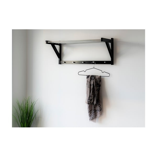 Črn stenski obešalnik iz topola s polico Padova - House Nordic-image-4