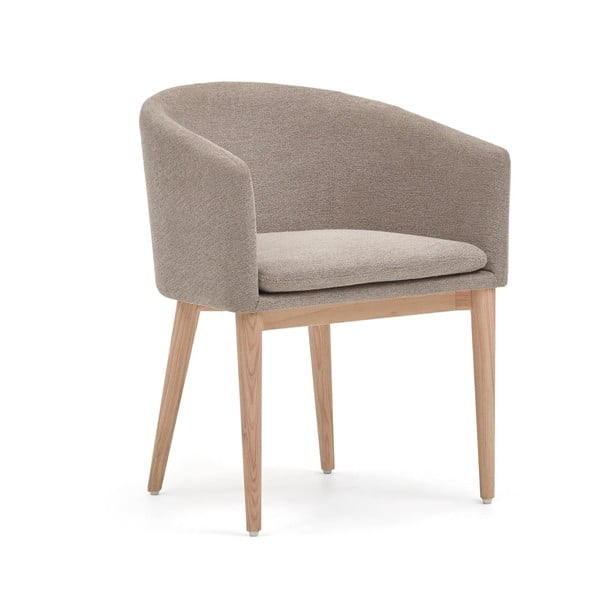 Bež oblazinjen jedilni stol z nasloni za roke Harlan – Kave Home