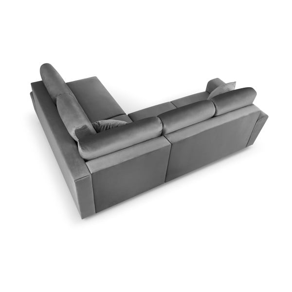 Svetlo siva žametna raztegljiva kotna sedežna garnitura s prostorom za shranjevanje (desni kot/v obliki črke L) Kyoto – Cosmopolitan Design-image-4