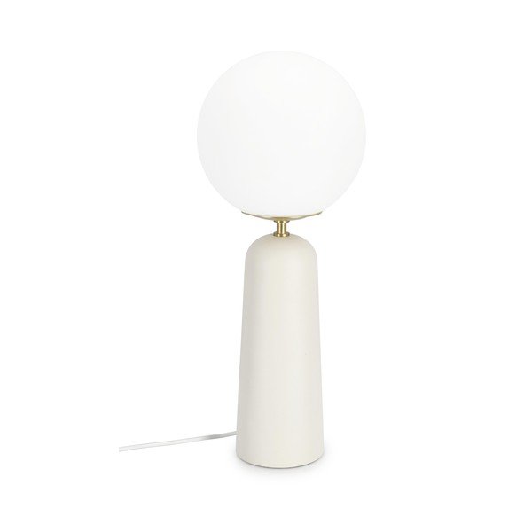 Bela kovinska namizna svetilka s steklenim senčilom (višina 51 cm) Delphine – Bizzotto