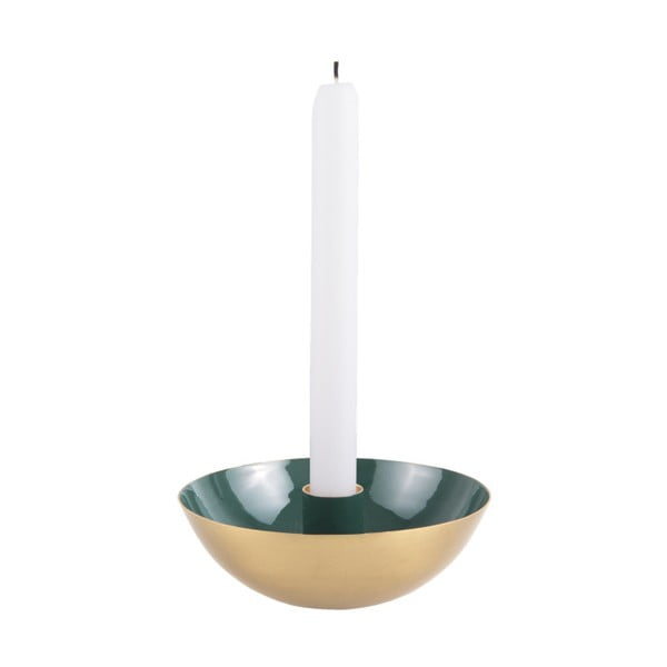 Zeleni svečnik z zlatimi detajli PT LIVING Tub, ⌀ 10 cm