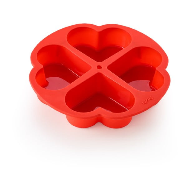 Rdeč silikonski delilnik za torte v obliki srca Lékué, ⌀ 25 cm