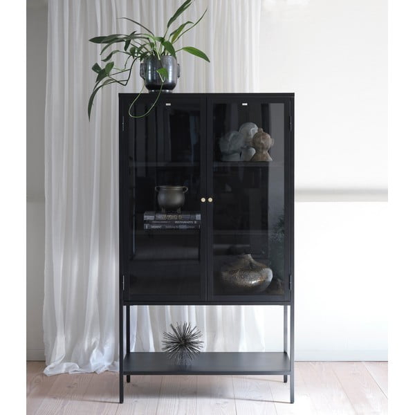 Črna kovinska vitrina 90x160 cm Carmel – Unique Furniture-image-3