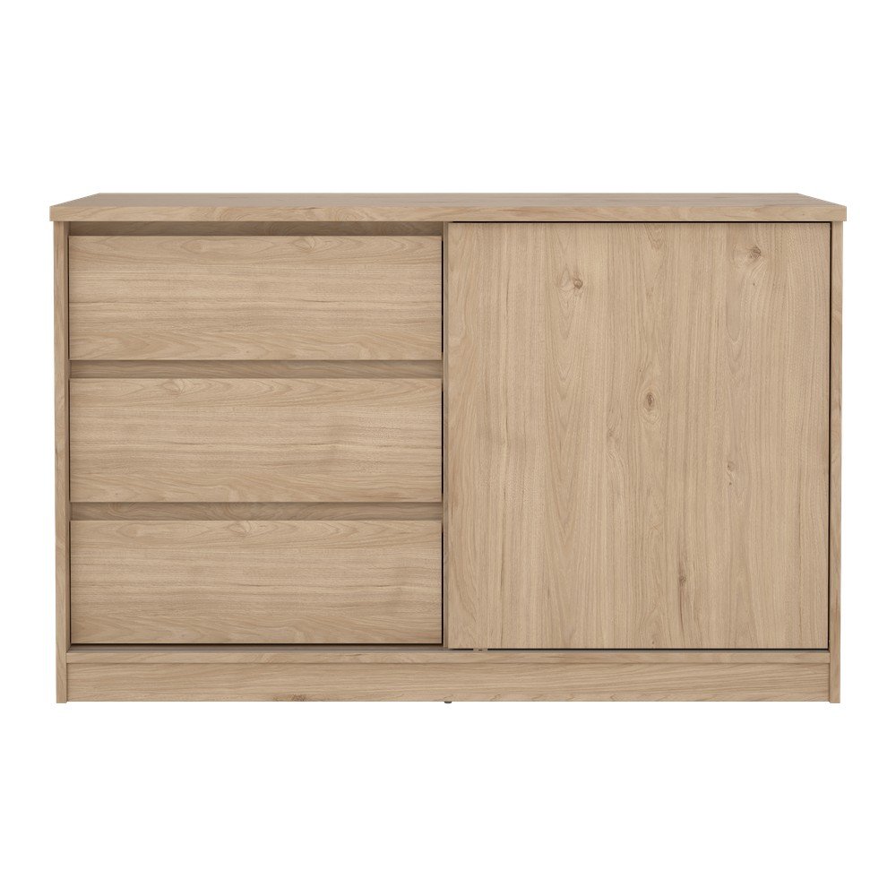 Komoda v hrastovem dekorju z drsnimi vrati 119x76x50 cm Naia