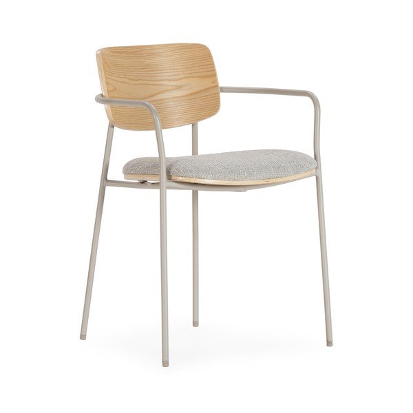 Svetlo sivi/v naravni barvi oblazinjeni jedilni stoli v kompletu z nasloni za roke Nour – MOME