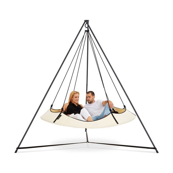 Kremno bela vrtna gugalnica s stojalom - Hangout Pod-image-2