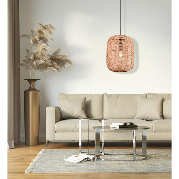 Svetlo rjava viseča svetilka s tekstilnim senčilom ø 35 cm Runa – Trio-image-3