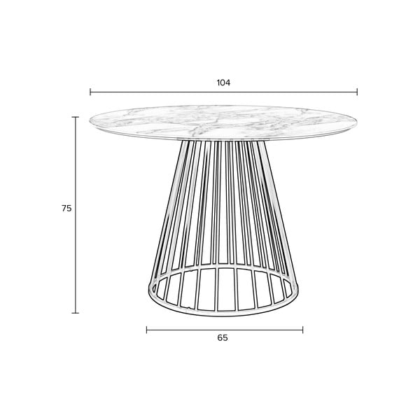 Okrogla jedilna miza z mizno ploščo v marmornem dekorju ø 110 cm Floris – White Label-image-4