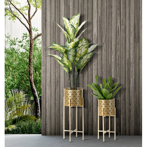 Komplet 2 zlatih stojal za cvetlične lonce Mauro Ferretti Golvy, višina 52 cm-image-1