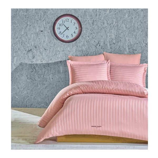 Svetlo roza posteljnina za zakonsko posteljo z rjuho Vogue, 200 x 220 cm