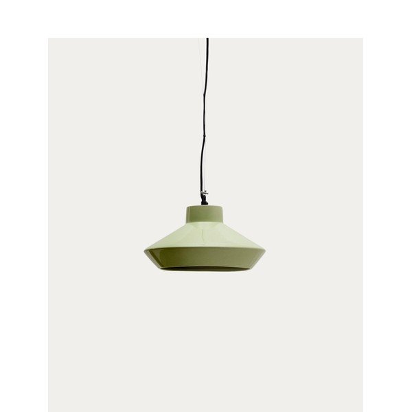 Svetlo zelena viseča svetilka s keramičnim senčilom ø 31 cm Portol – Kave Home-image-4