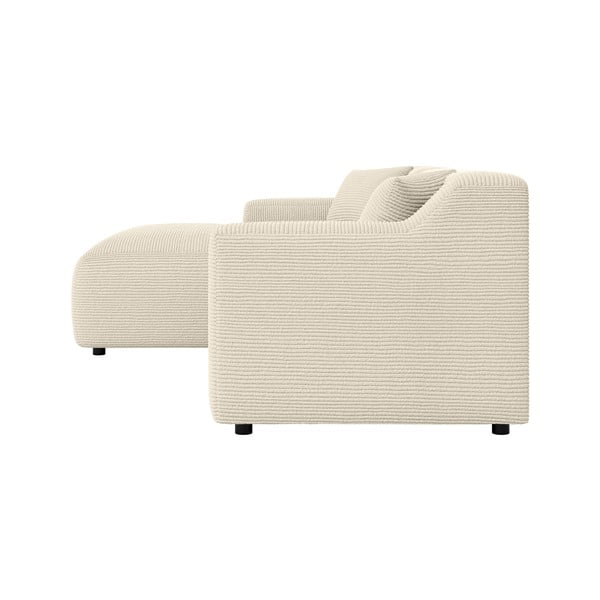 Bež/kremno bela kotna sedežna garnitura iz rebrastega žameta (levi kot/z ležalnikom) Martin – Ropez-image-3