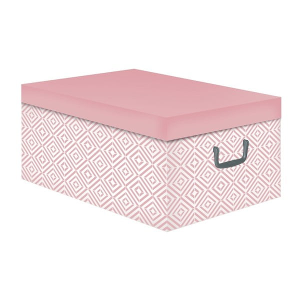 Rožnata škatla za shranjevanje s pokrovom Compactor Cube 50 x 40 x 25 cm