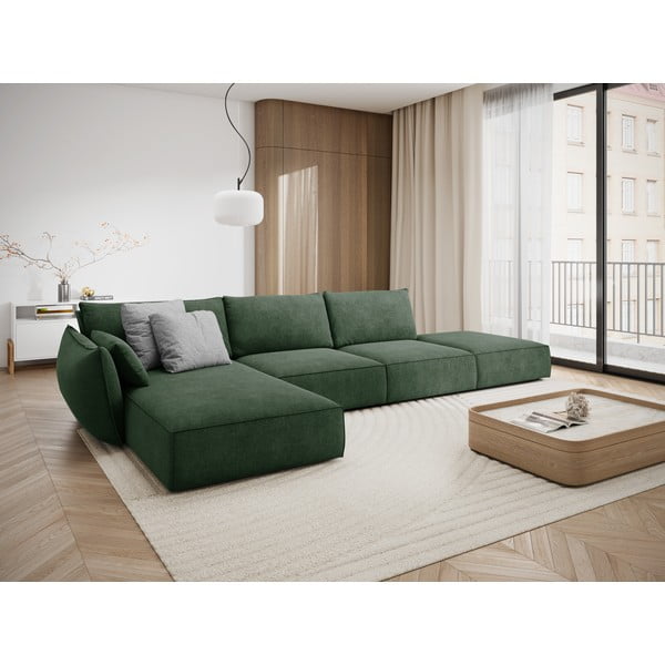 Temno zelen kotni kavč (levi kot) Vanda - Mazzini Sofas-image-1