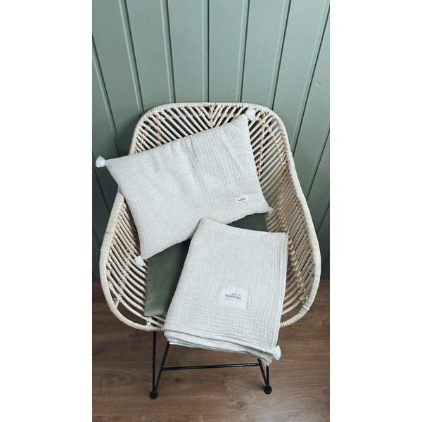 Kremno bel komplet otroške odeje in vzglavnika iz muslina 100x130 cm Muslin Linen – Malomi Kids-image-4