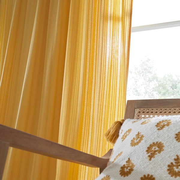 Rumena prosojna zavesa 140x229 cm Zofia Broderie Anglaise – Pineapple Elephant-image-3