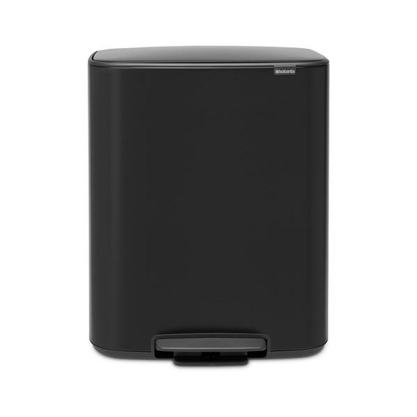 Mat črn jeklen koš za smeti za ločevanje odpadkov s pedalom 60 l Bo – Brabantia-image-4