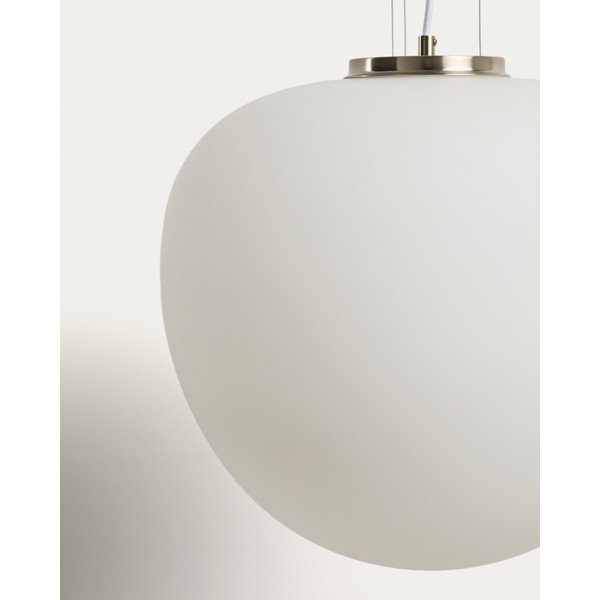 Bela viseča svetilka s steklenim senčilom ø 40 cm Ardali – Kave Home-image-3