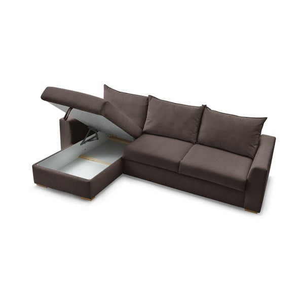 Rjava raztegljiva kotna sedežna garnitura iz rebrastega žameta (s kotom po izbiri) Augustin – Bobochic Paris-image-4