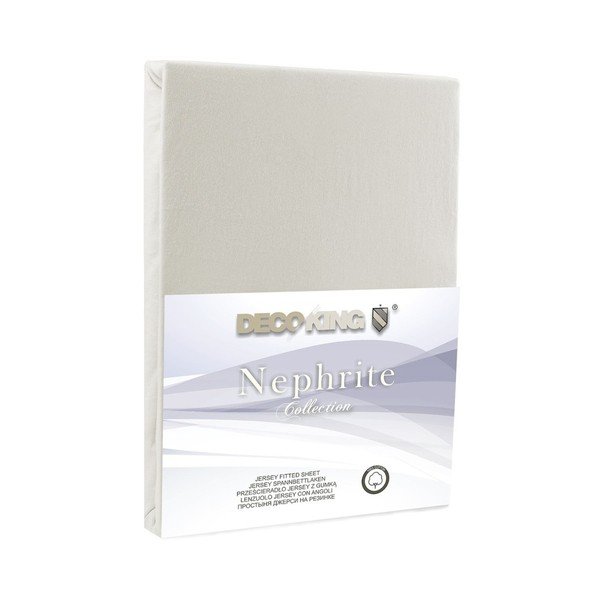 DecoKing Nefrit, kremasta elastična rjuha, 120-140 cm-image-3