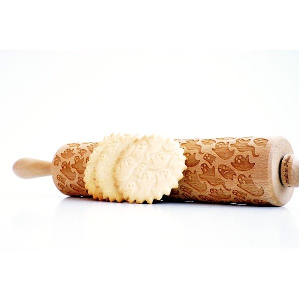 Leseni reliefni valjček za testo Valek Ghosts-image-3