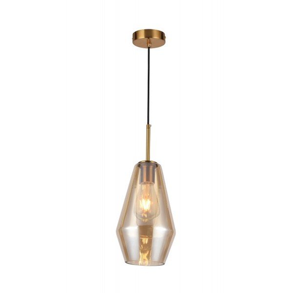 Viseča svetilka v zlati barvi s steklenim in kovinskim senčilom ø 17 cm Lime – GTV