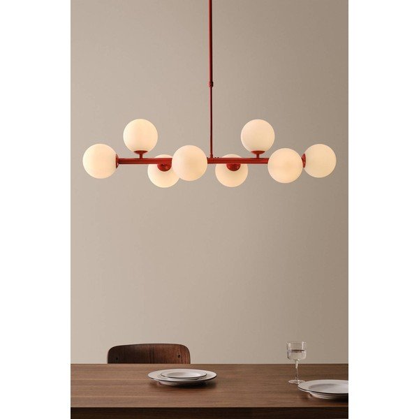 Rdeča/bela stropna svetilka iz opalnega stekla 30x104 cm Ekman – Jotex-image-1