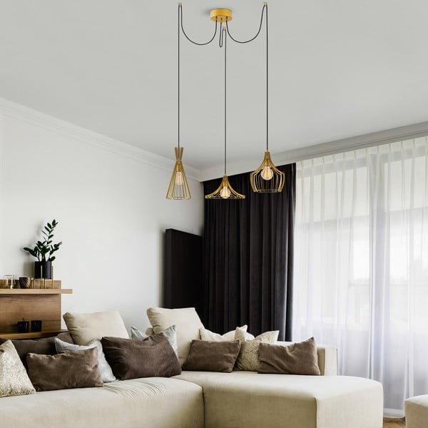 Viseča svetilka v zlati barvi s kovinskim senčilom Mezopotamya – Opviq lights-image-1