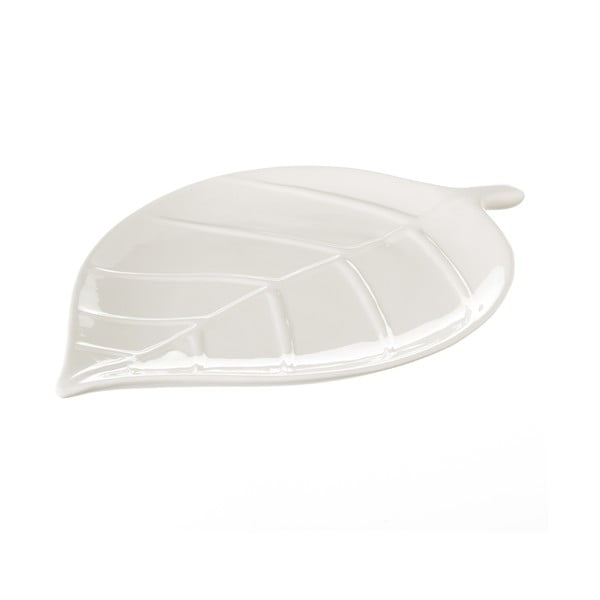 Beli keramični pladenj Unimasa Leaf, dolžina 31,5 cm