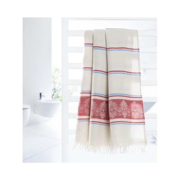 Rdeča in bež brisača za hamam Deco Bianca Loincloth Hatice Pink, 80 x 170 cm-image-2