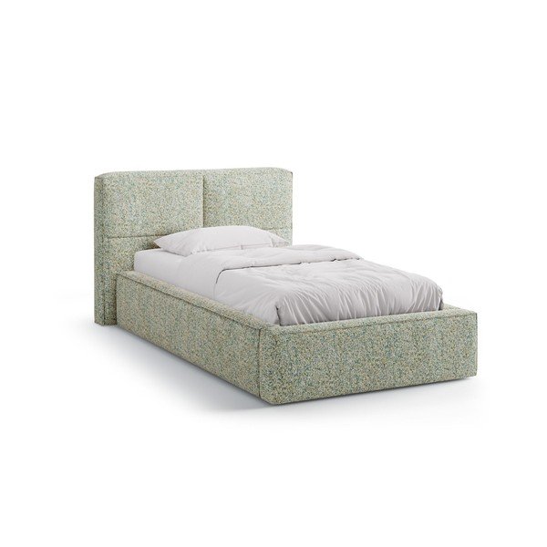 Zelena oblazinjena postelja s prostorom za shranjevanje in z letvenim dnom 90x200 cm Darren – Micadoni 