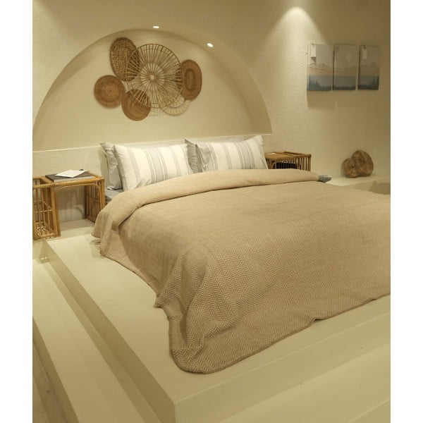 Bež/kremno belo pregrinjalo za zakonsko posteljo 200x220 cm Twin – Oyo Concept-image-1