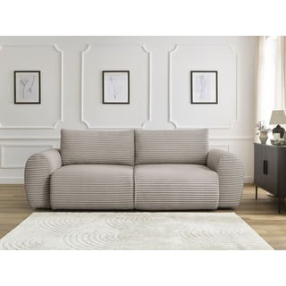 Svetlo siva/bež raztegljiva sedežna garnitura iz rebrastega žameta 257 cm Lucien – Bobochic Paris