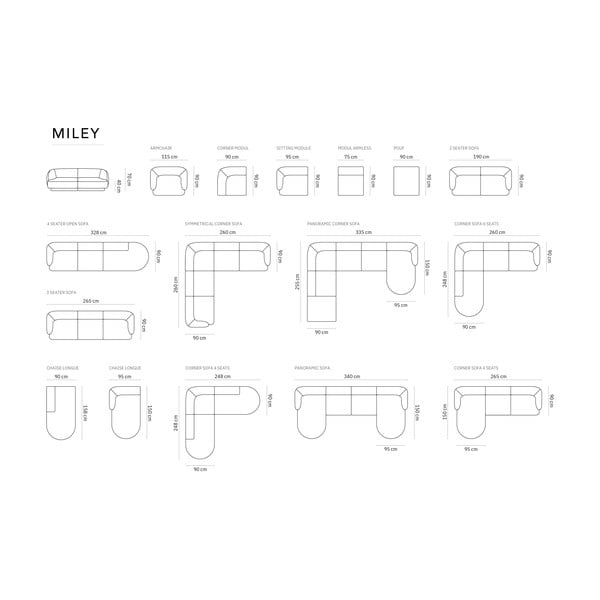 Siv kavč 259 cm Miley - Micadoni Home-image-4