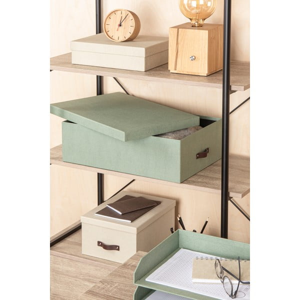 Mentolno zelene kartonaste škatle s pokrovom za shranjevanje v kompletu 3 ks 31x47x15 cm Inge – Bigso Box of Sweden-image-1