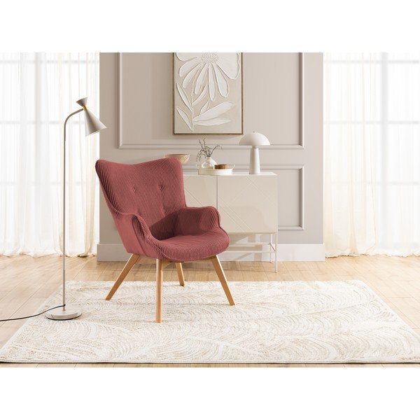 Rdeč fotelj iz rebrastega žameta Niko – Ropez-image-4