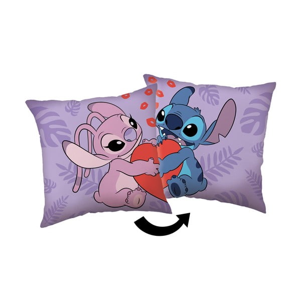 Otroška blazina iz flisa 40x40 cm Lilo and Stitch "Kiss" – Jerry Fabrics