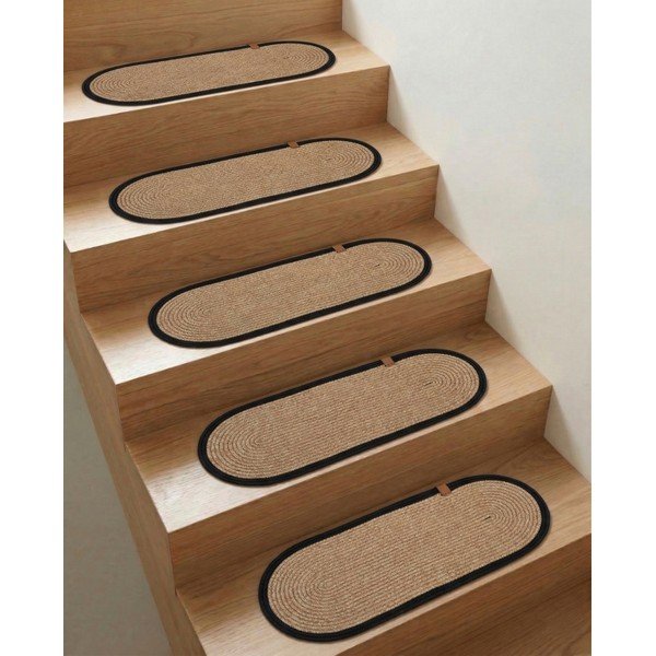 Črni/v naravni barvi komplet preprog za stopnice 16 ks 25x65 cm Milo Frame – Vitaus-image-1