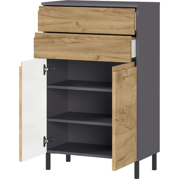 Temno siva kopalniška omarica v hrastovem dekorju 60x97 cm Salinas - Germania-image-2