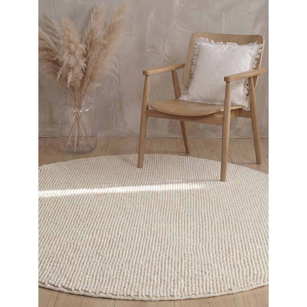 Kremno bela ročno tkana volnena okrogla preproga ø 200 cm Richmond Diana – Ted Baker-image-1