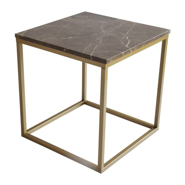 Klubska mizica z zlato konstrukcijo in rjavo marmornato ploščo RGE Accent, širina 50 cm