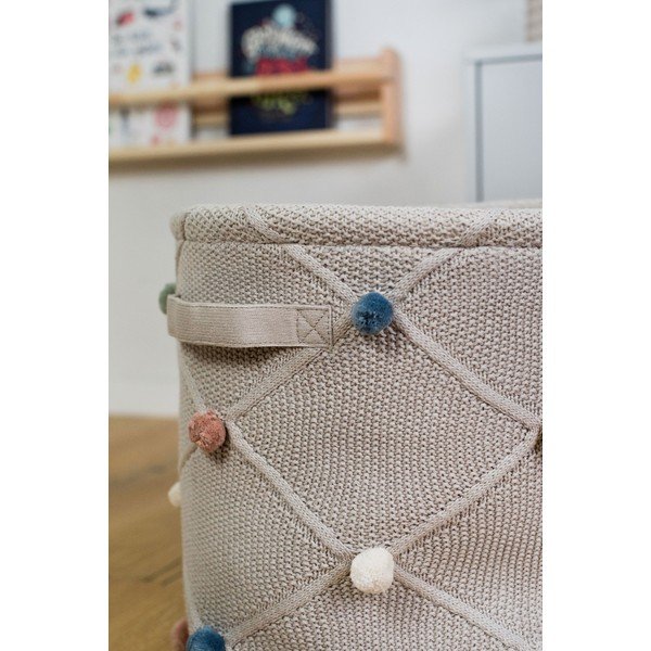 Svetlo rjava tekstilna otroška škatla za shranjevanje ø 30x35 cm Taupe – Kindsgut-image-1