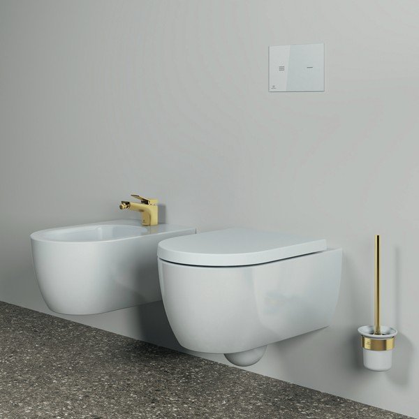 Kovinska stenska WC ščetka v zlati barvi Conca – Ideal Standard-image-1