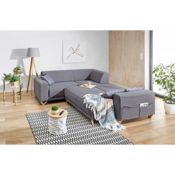 Siva raztegljiva/s prostorom za shranjevanje kotna sedežna garnitura (levi kot/v obliki črke L) Classy Sophie – Miuform-image-4