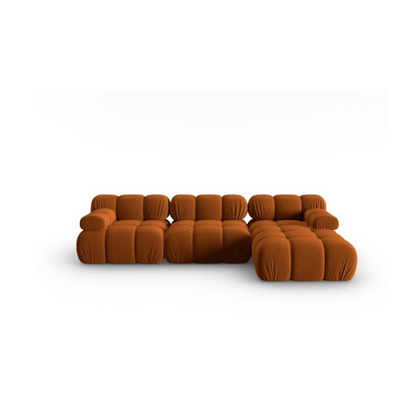 Oranžna žametna sedežna garnitura 285 cm Bellis – Micadoni Home