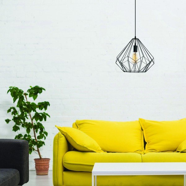 Črna viseča svetilka s kovinskim senčilom ø 37 cm Diamond – Opviq lights-image-1