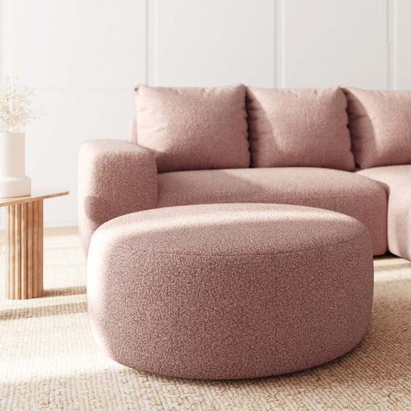 Rožnat tabure iz tkanine bouclé Monce – Rodier-image-2