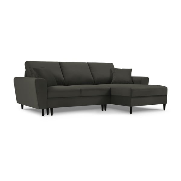 Črna raztegljiva kotna sedežna garnitura s prostorom za shranjevanje iz rebrastega žameta (desni kot/z ležalnikom) Kyoto – Cosmopolitan Design-image-4