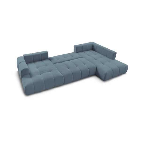 Modra raztegljiva/s prostorom za shranjevanje kotna sedežna garnitura (desni kot/v obliki črke "U") Fuji – Bobochic Paris-image-4